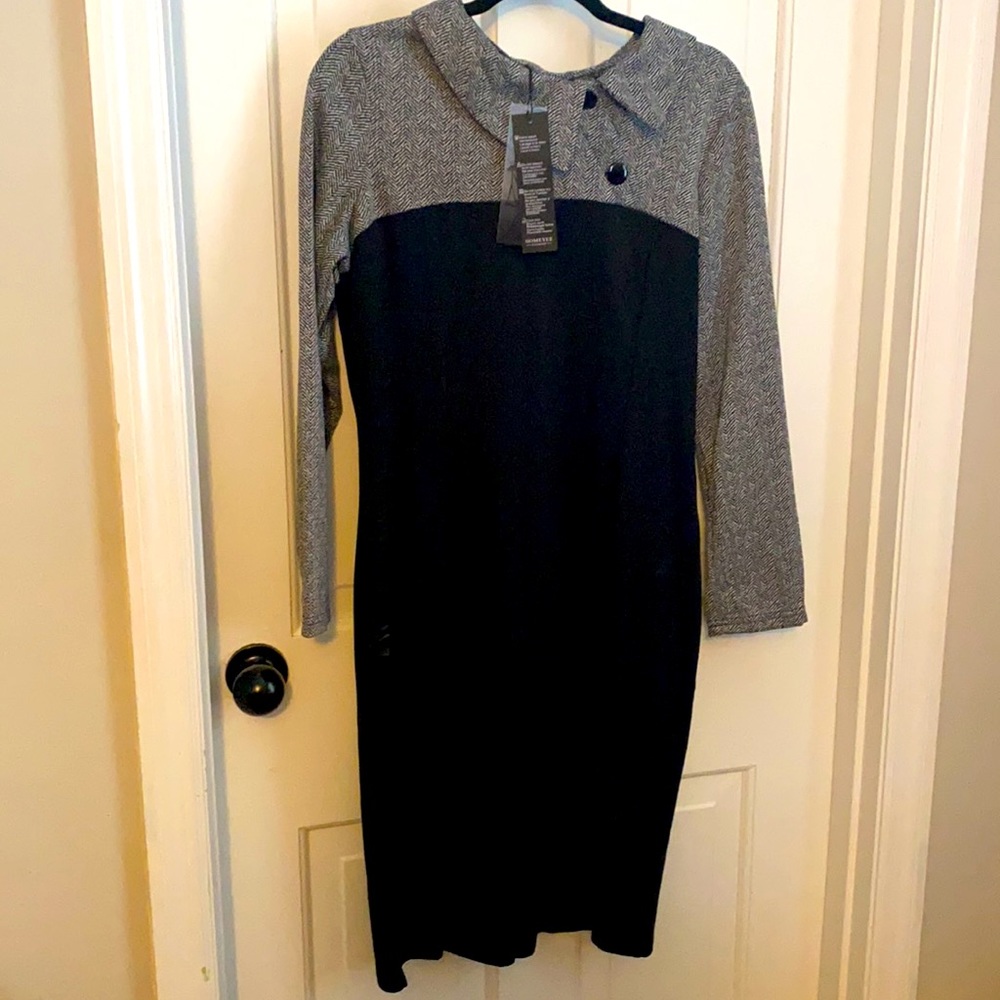 Vintage, long-sleeve, Midi length dress